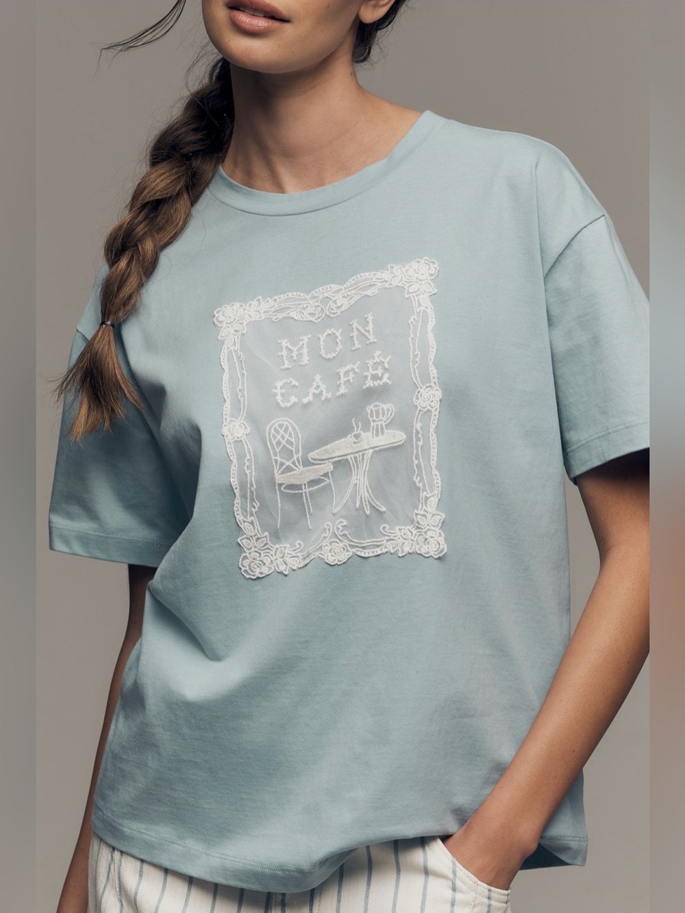 By Anthropologie Cotton Cafe Tee. Size M. MSRP $78